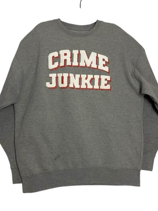 Crime Junkies Junkie Gray Crewneck Pullover Sweatshirt Unisex Adult Size 2XL XXL - Picture 1 of 5